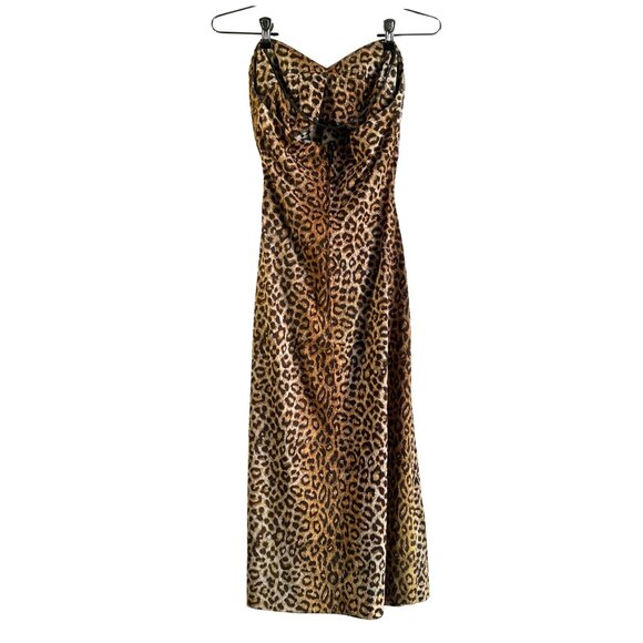 Vintage Leopard-Print Midi Dress, Size Small - Picture 2 of 7
